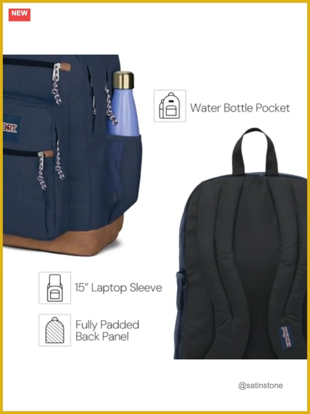 Laptop Backpack with 15-Inch Sleeve, Ergonomic Straps